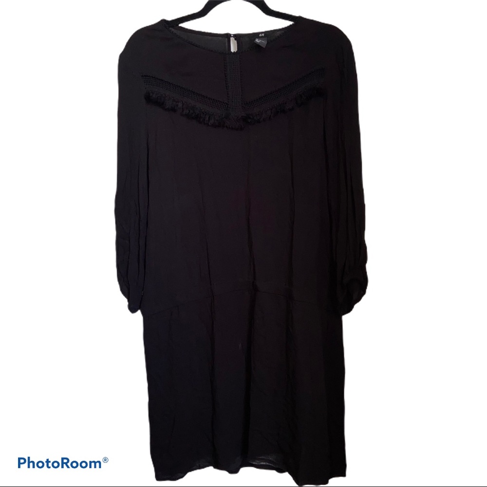 H&M Black Fringe Tunic Top